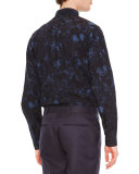 Camo Butterfly-Print Dress Shirt, Navy