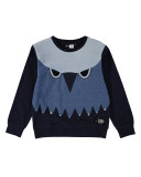 Markus Long-Sleeve Monster Face Tee, Blue, Size 4-10