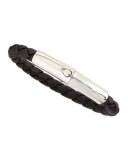 Woven-Leather Station Bracelet, Black