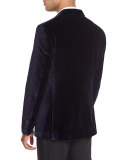 Velvet Peak-Lapel Single-Button Sport Coat, Purple