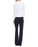 Milano Knit Flare-Leg Pants, Navy