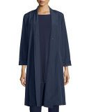 Organic-Cotton/Nylon A-line Knee-Length Jacket, Plus Size