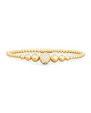 Graduated 18K Yellow Gold Bead Bracelet with White Diamonds