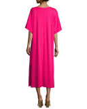Long Dolman-Sleeve Dress w/ Lattice Detail