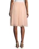 Satin-Band Tulle Midi Skirt, Pink