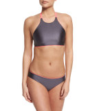 Popoyo Reversible High-Neck Swim Top, Hot Pink