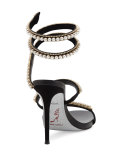 Pearly & Crystal Snake 105mm Sandal, Black