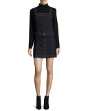 Denim Pinafore Overall Dress, Clean Rinse