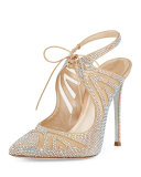 Crystal-Embellished Tie-Front 115mm Pump, Nude