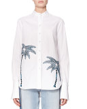 Palm Tree Embroidered Shirt, White