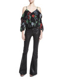 Agatha Floral Cold-Shoulder Blouse