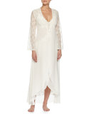 Lace-Sleeve Long Robe, Ivory