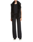 Shearling Fur-Trim Leather Vest