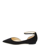 Lucy Suede Half-d'Orsay Flat, Black