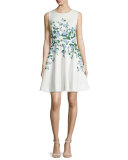 Suzie Floral-Print Fit-&-Flare Dress, Ivory/Multi