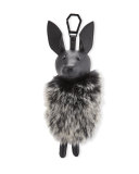 Norman Faux-Fur Dog Charm for Handbag, Black/Gray