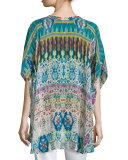 Perro Printed Dolman-Sleeve Poncho