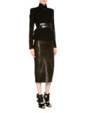 Stand-Collar Belted Jacket, Black