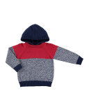 Hooded Colorblock Sweater, Blue/Red