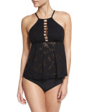 Sahara Palm Cyprus Tankini Swim Top, Black