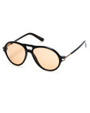 Tom N.10 Private Collection Horn Aviator Sunglasses, Black