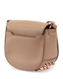 Lia Mini Leather Saddle Bag, Latte