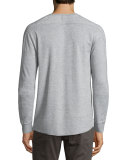 Long-Sleeve Waffle-Knit Sweater, Heather Grey