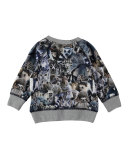 Elmo Animal Collage Sweat Tee, Gray/Multicolor, Size 12-24 Months