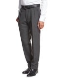Double-Pleated Trousers, Gray