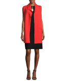 Boiled Wool Funnel-Neck Long Vest