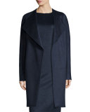 Dez Oversized Tie-Waist Stretch-Wool Coat, Night