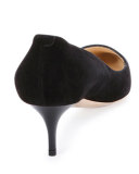 Allure Suede Kitten-Heel Pump, Black