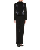 Zip-Front Fitted Combo Jacket, Black