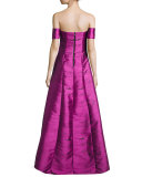 Strapless Jacquard Ball Gown, Pink Topaz