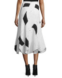 Woven Patchwork Midi Skirt, Black/White