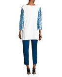 3/4-Sleeve Gradient Sequined Tunic 