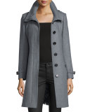 Gibbsmore Wool-Blend Single-Breasted Coat, Steel Gray Melange