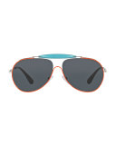 Metal & Enamel Aviator Sunglasses