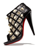 Pearly Lattice 120mm Red Sole Bootie, Black