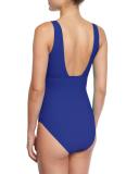 Love Me Tender Tie-Front One-Piece Swimsuit, Blue