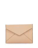 Leo Saffiano Envelope Clutch Bag, Biscuit