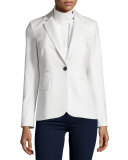 Knit Zip-Front Moto Dickey, White