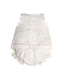 Sleeveless Scalloped Polka-Dot Top w/ Bloomers, White, Size 3-18 Months