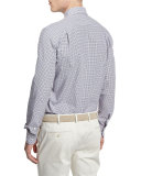 Check Long-Sleeve Sport Shirt, Blue/Orange
