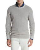 Girocollo Baby Cashmere Crewneck Sweater, Dark Gray