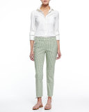 Gingham Check Ankle Pants, Lawn