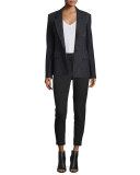 Striped Wool-Blend Jacket, Black