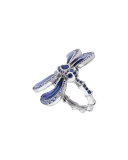 White Gold Dragonfly Ring with Sapphire & Amethyst