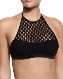 Netting High-Neck Halter Swim Top