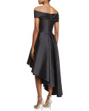 Off-The-Shoulder Asymmetric-Hem Dress, Black